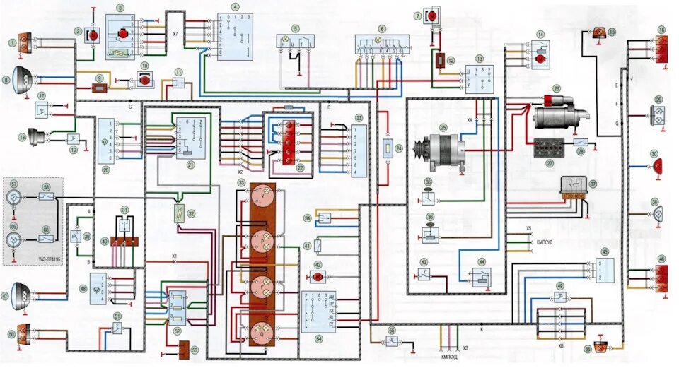 Принципиальная электрическая схема уаз буханка Схема электропроводки уаз буханка 409 мотор - УАЗ 390995, 2,6 л, 2013 года полом