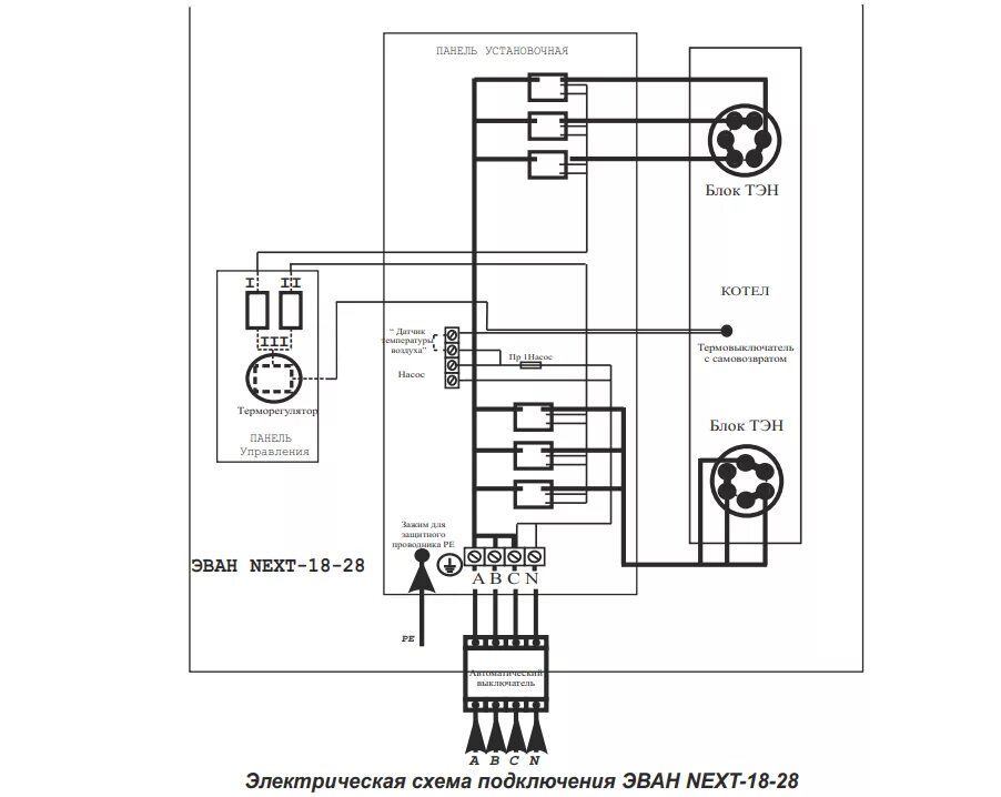 Принципиальная электрическая схема управления электрическим котлом Котел электрический ЭВАН Next-21 12919-evn купить с доставкой в Санкт-Петербурге