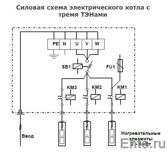 Принципиальная электрическая схема управления электрическим котлом Подключение электрического котла отопления ehto.ru