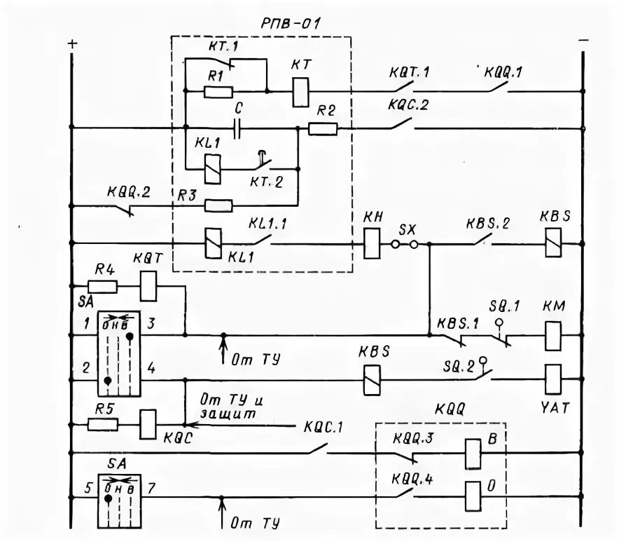Принципиальная электрическая схема управления выключателем ват 43 АПВ