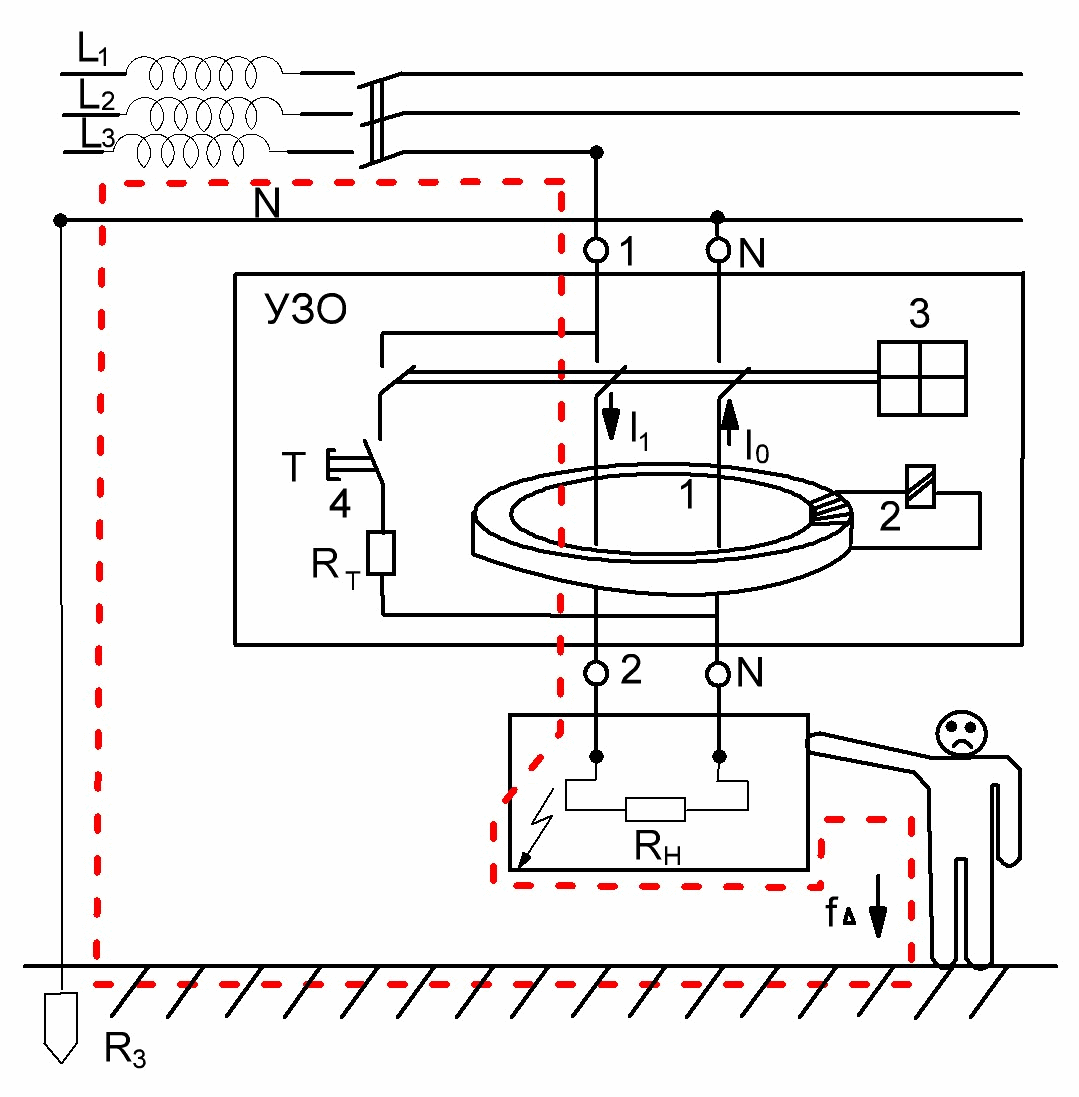 Принципиальная электрическая схема узо Принцип действия устройства защитного отключения