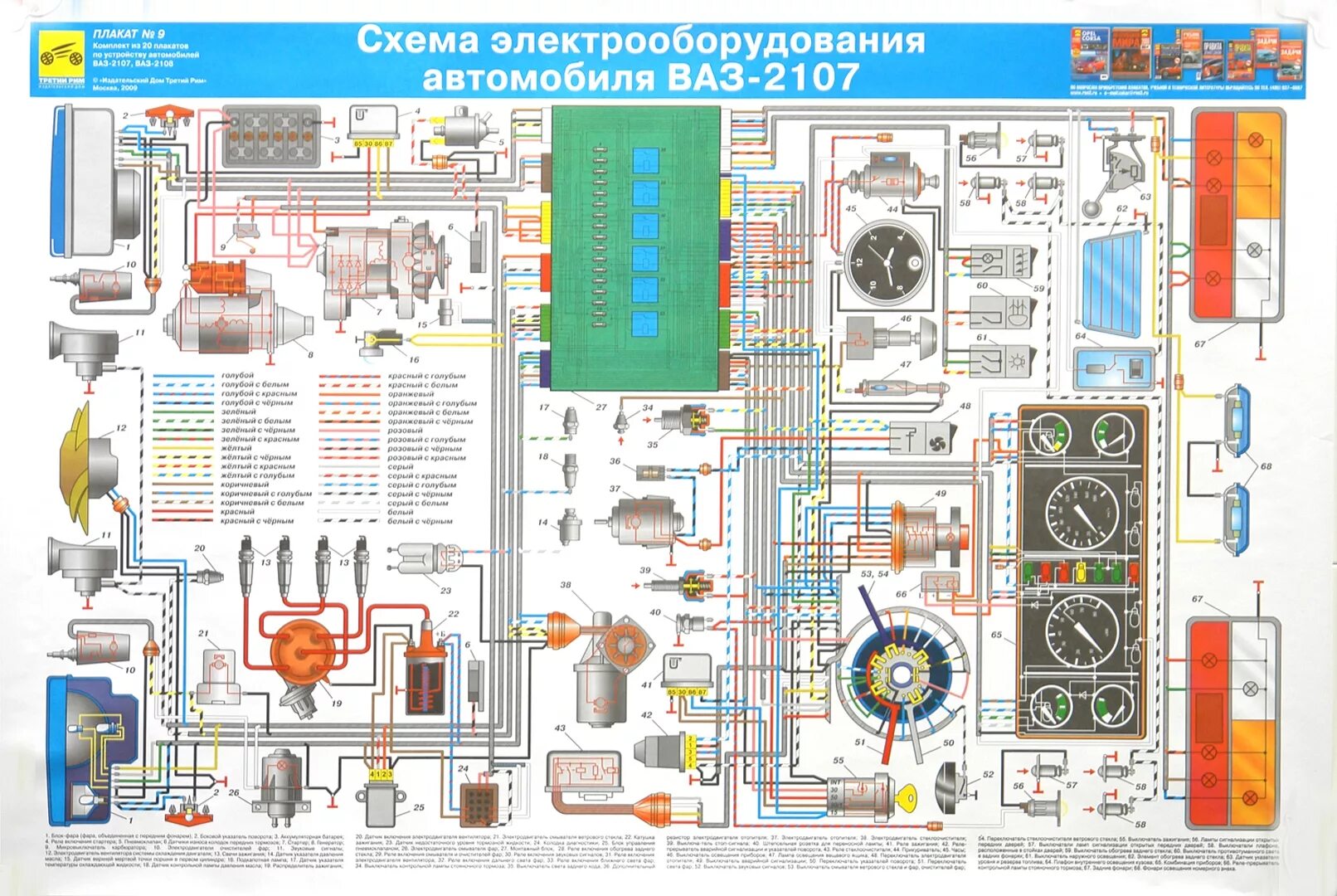 Принципиальная электрическая схема ваз 21 07 Книга: "Устройство автомобилей ВАЗ-2107, ВАЗ-2108 (комплект из 20 плакатов)". Ку