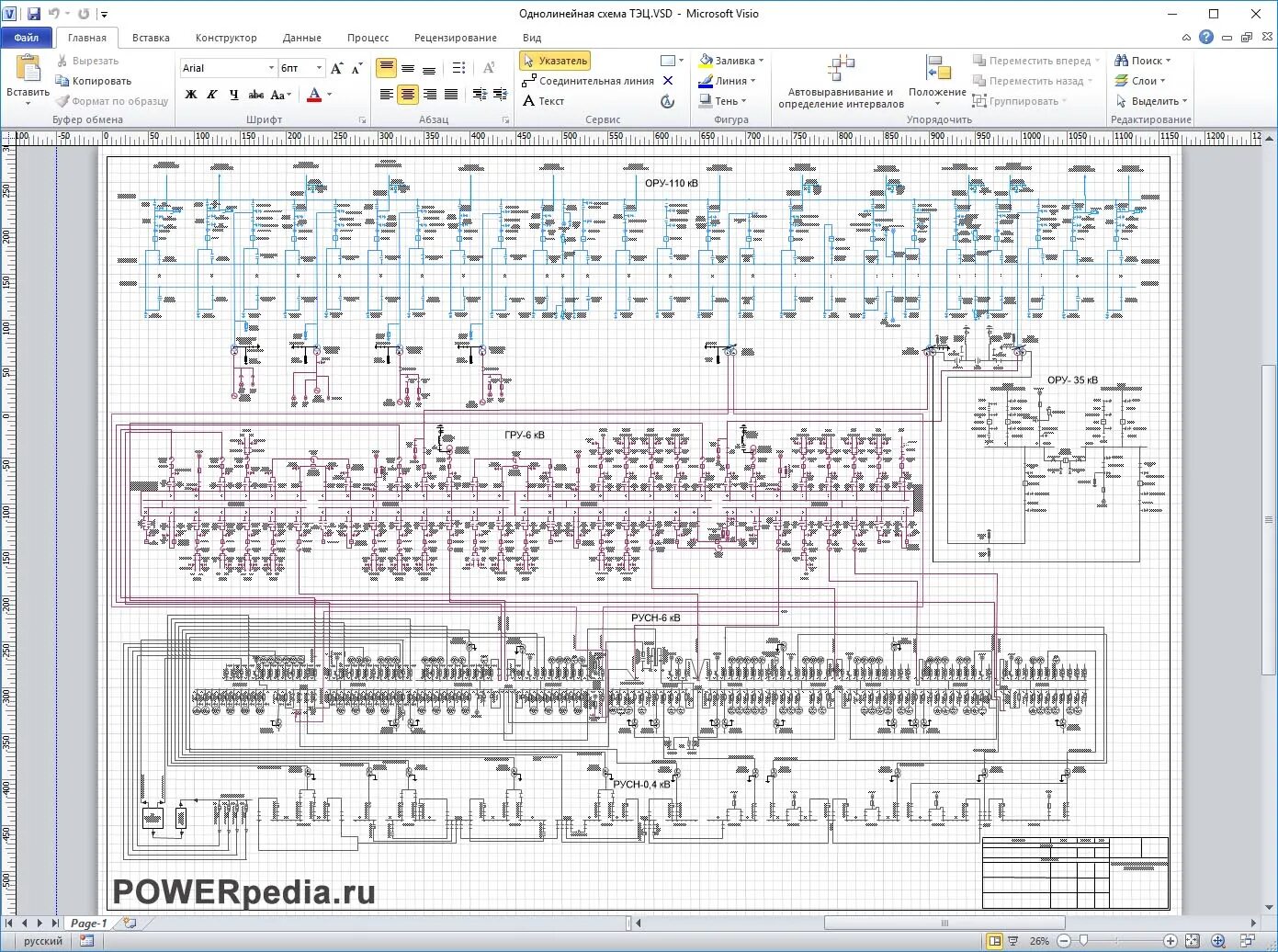 Принципиальная электрическая схема visio Однолинейная схема HeatProf.ru