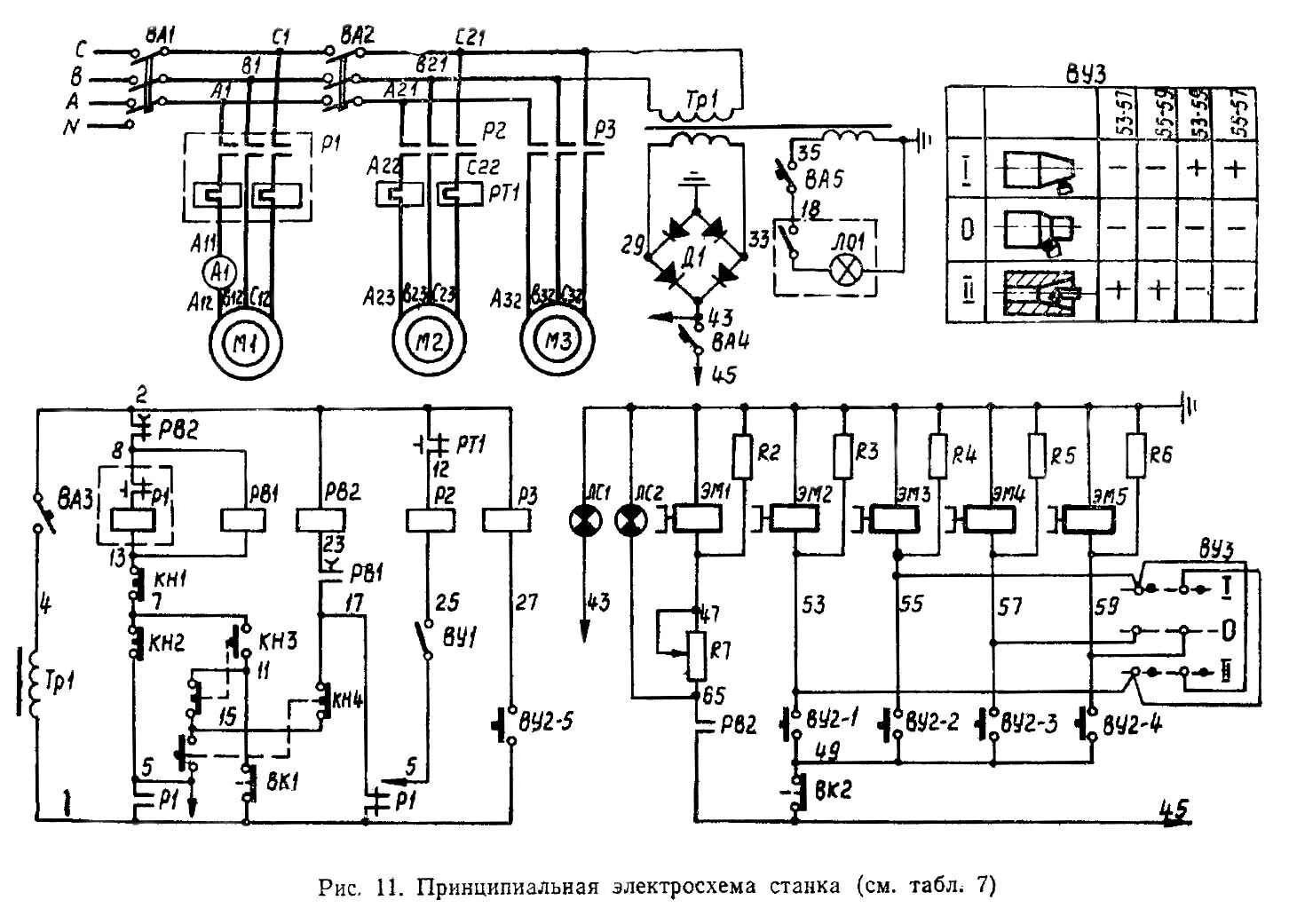 Принципиальная электрическая схема включения 1М63 Схема и Электрооборудование станка