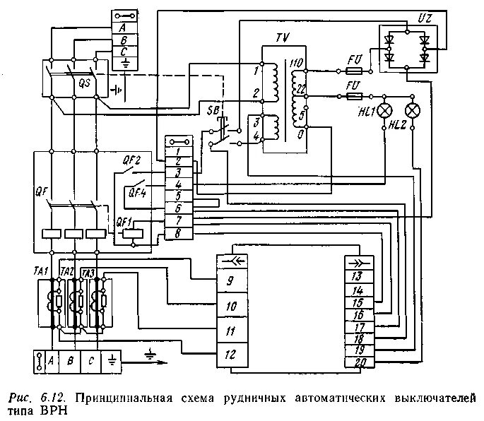 Принципиальная электрическая схема выключателя 6.3. Пускатели ручного управления