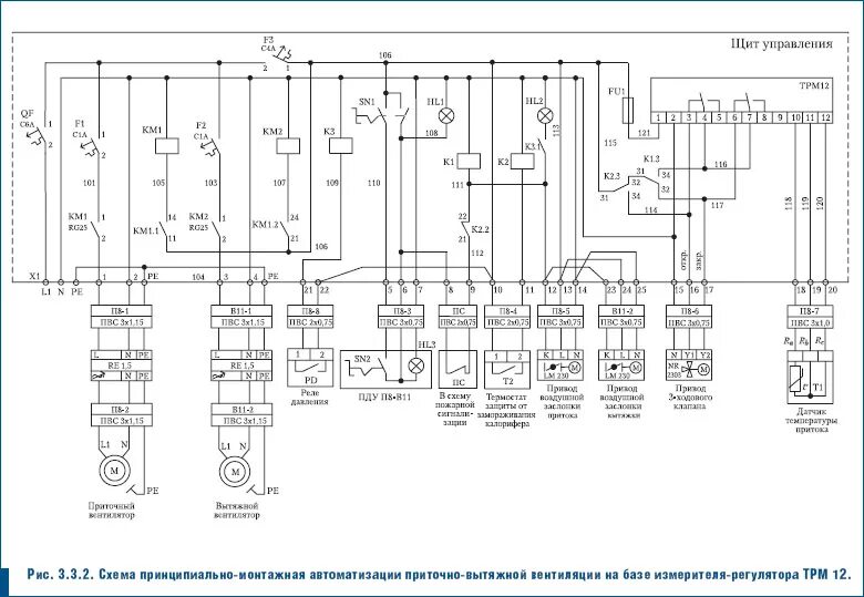 Принципиальная электрическая схема вытяжки Автоматизация систем вентиляции и кондиционирования воздуха Часть.7 - Журнал С.О