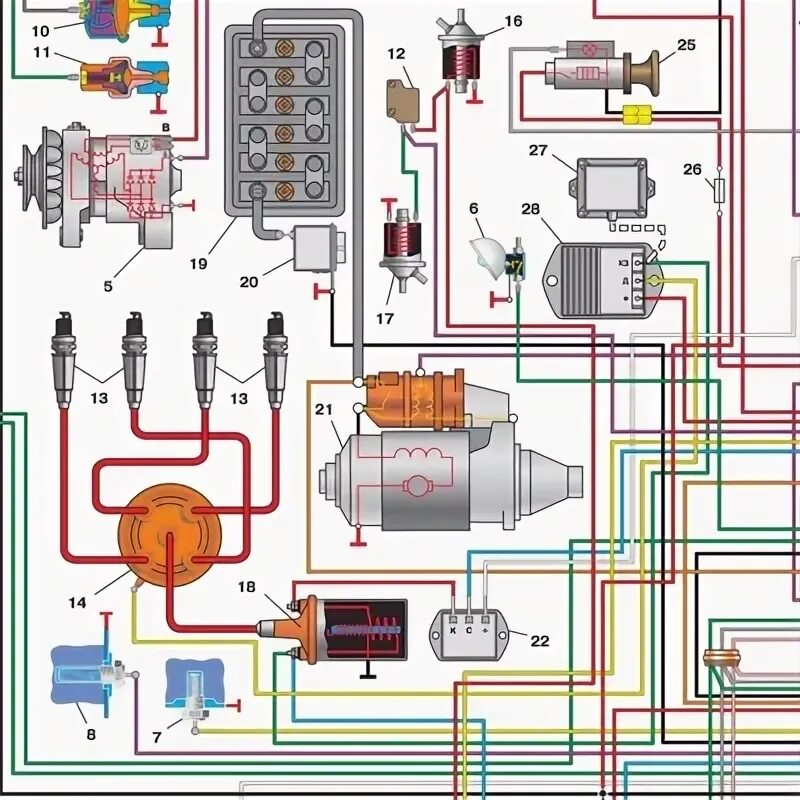 Принципиальная электрическая схема зажигания уаз 31512 Ремонт электрооборудование автомобиля уаз - фото