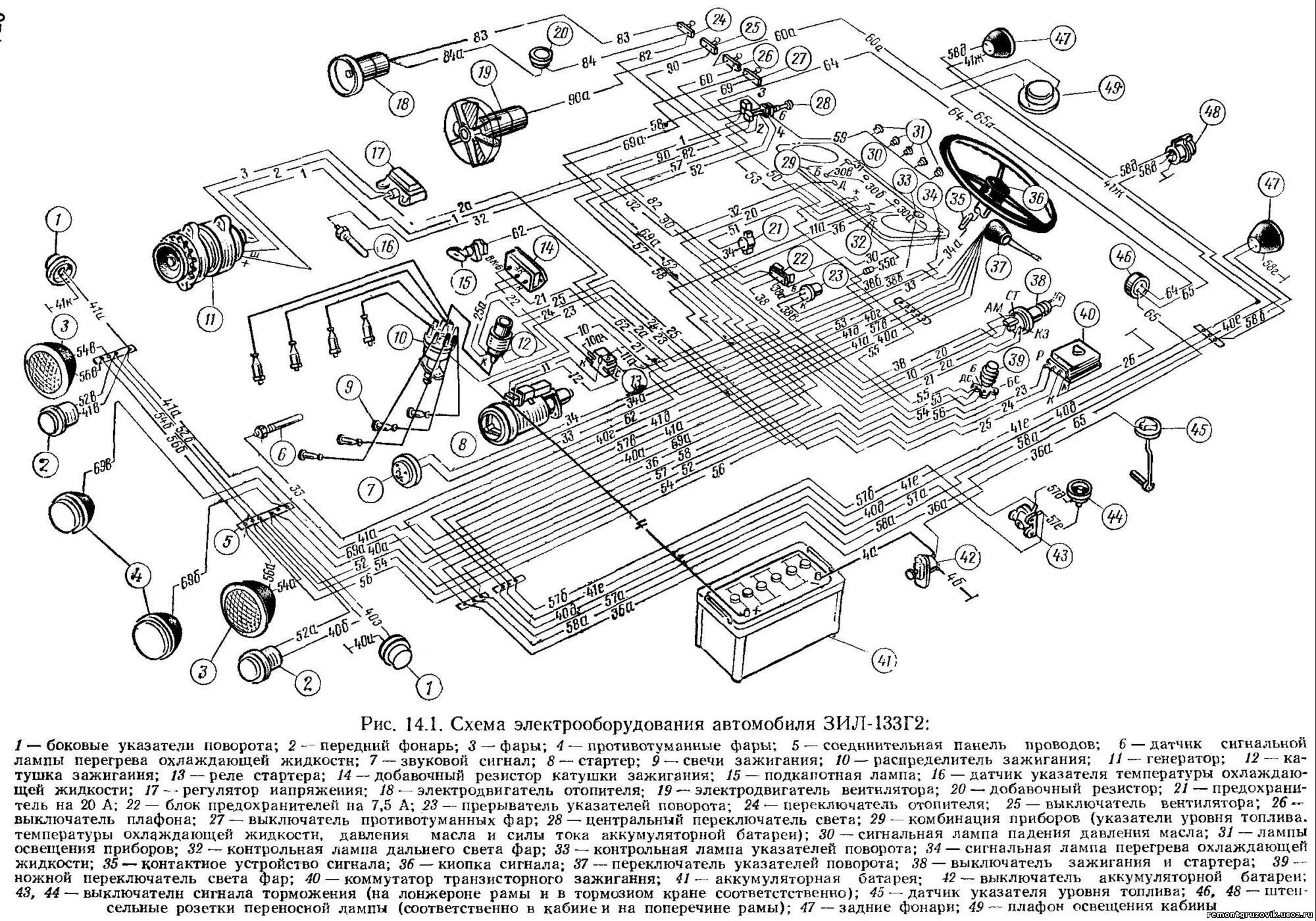 Принципиальная электрическая схема зил Схема электрооборудования автомобиля семейства ЗИЛ-133 - статьи по ремонту автом