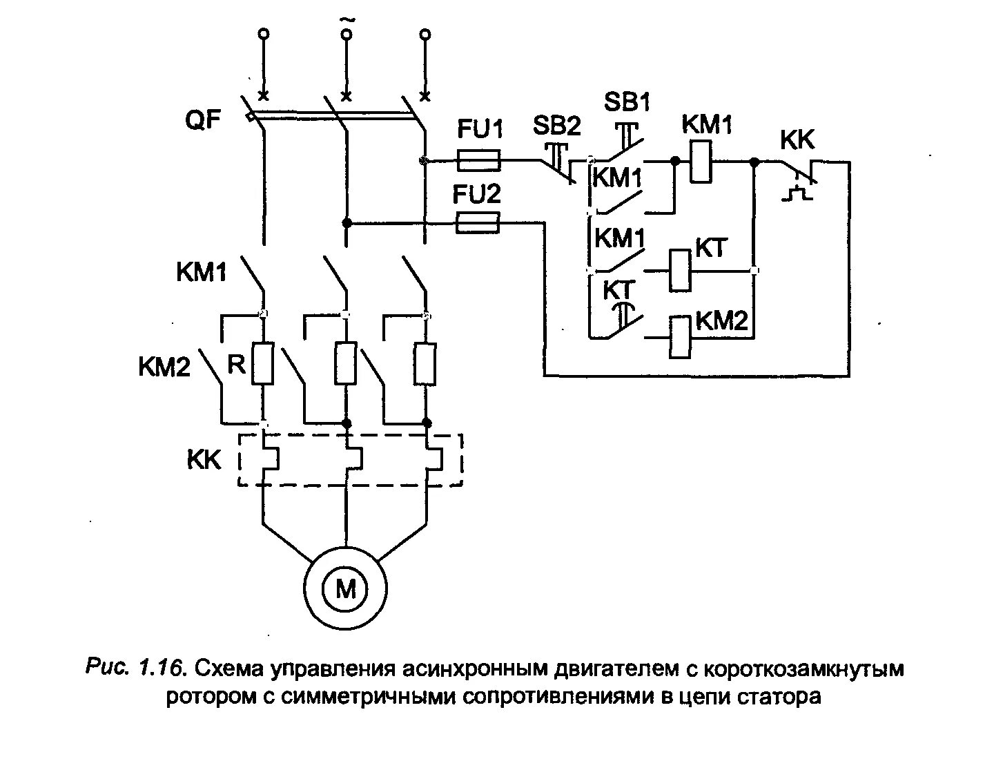 Принципиальная схема асинхронного электрических двигателей 1. Типовые схемы автоматического управления асинхронным двигателем с