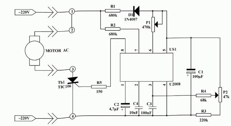 Принципиальная схема болгарки с регулятором оборотов регулятор- стабилизатор оборотов коллекторного двигателя на микросхеме u2008 схе