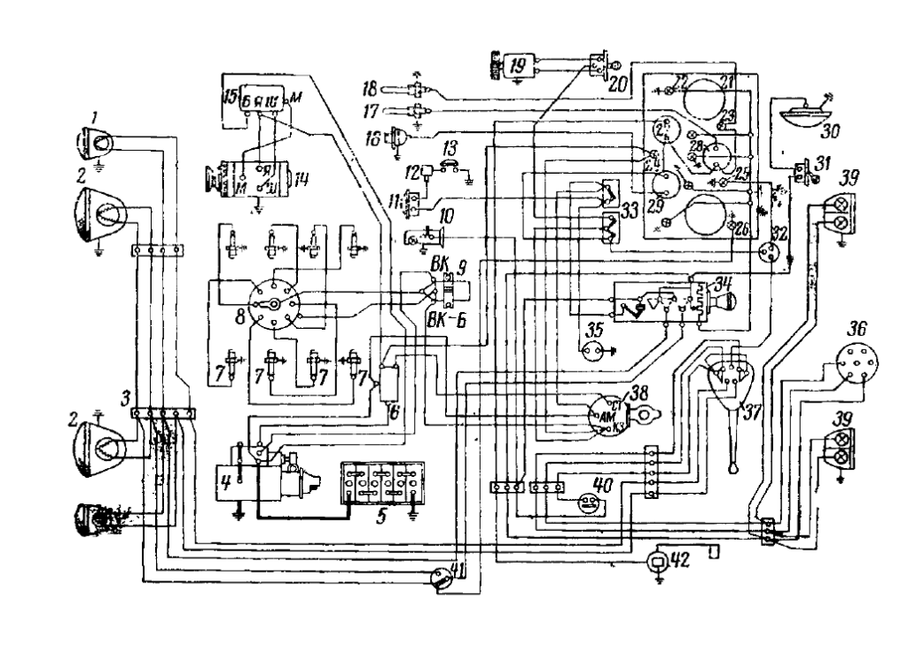 Принципиальная схема электрическая зил 130 Схема электрооборудования автомобиля ЗИЛ-130
