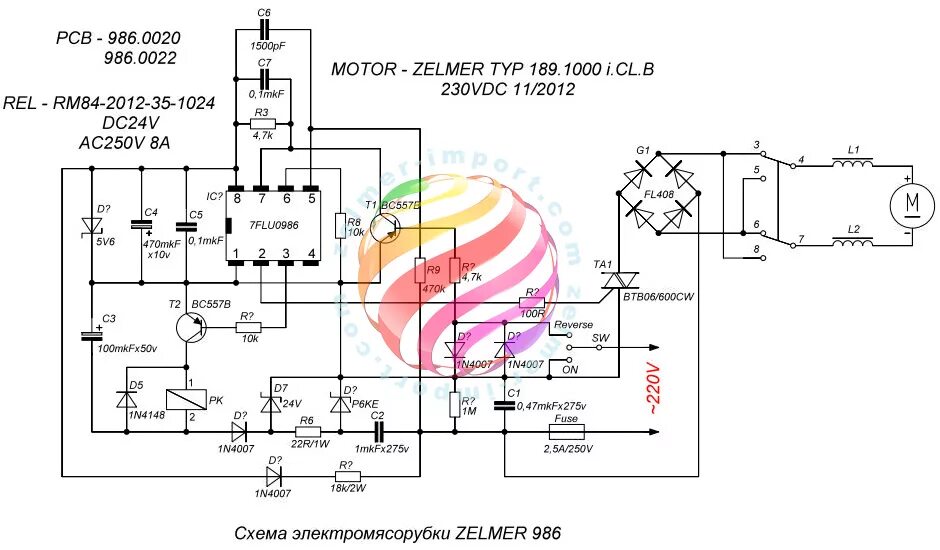 Принципиальная схема электрической мясорубки Плата управления для мясорубки Zelmer серии 986, 987