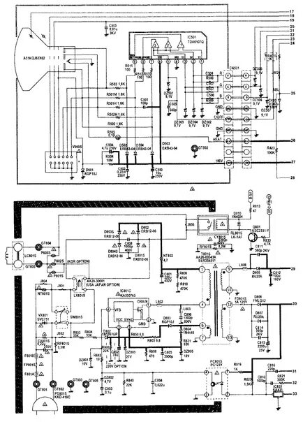 Принципиальная схема электрической телевизор самсунг Принципиальная схема телевизора samsung cs21k3q