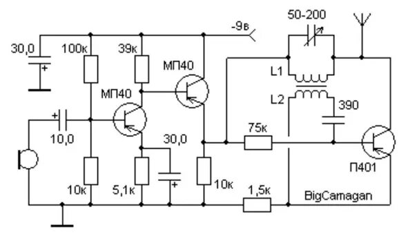 Принципиальная схема передатчика Subcite please the st transmitter circuit on germanium transistors thank you РАД