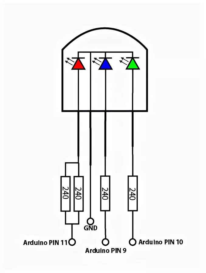 Принципиальная схема подключения 3 цветного светодиода Rgb светодиод HeatProf.ru