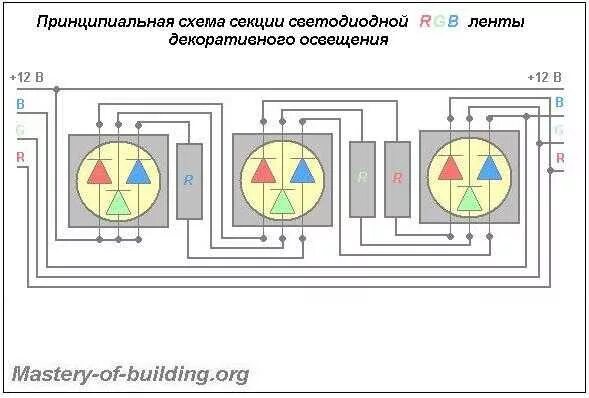 Принципиальная схема подключения 3 цветного светодиода Схемы rgb светодиодной ленты - найдено 86 фото