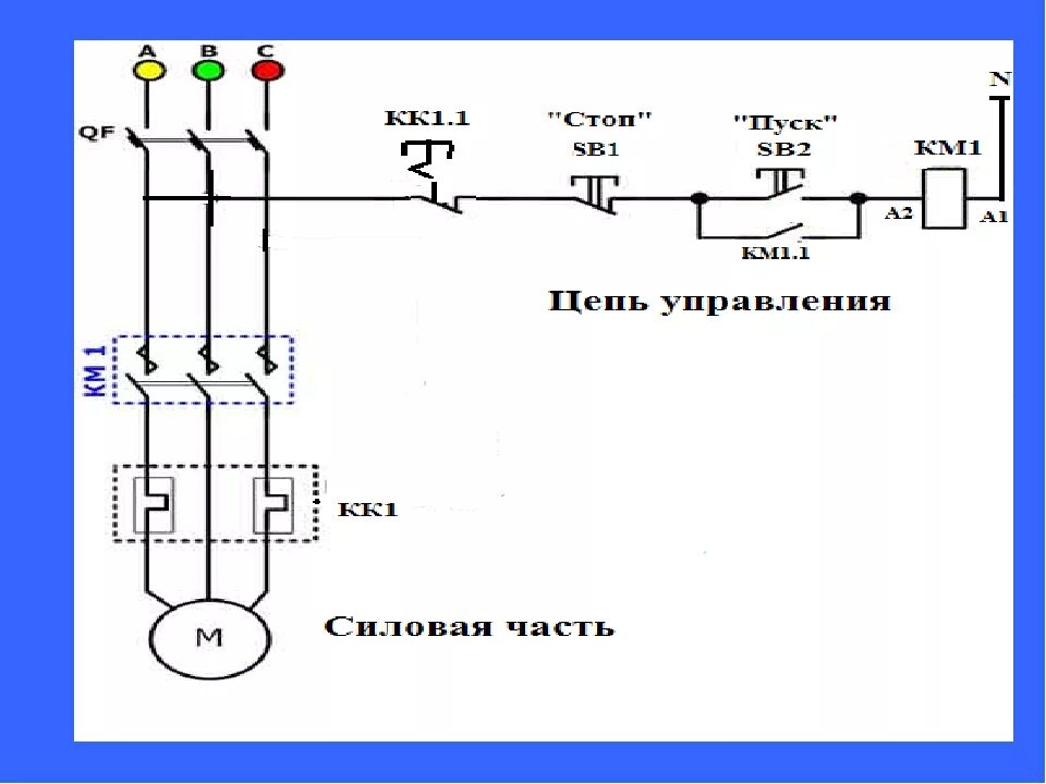 Принципиальная схема подключения двигателя Нереверсивный асинхронный двигатель: найдено 82 изображений