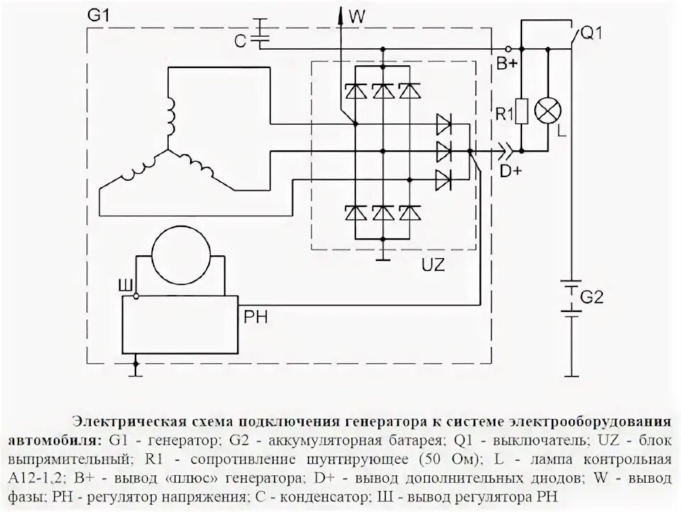 Принципиальная схема подключения генератора Maz generator connection diagram - AvtoTachki