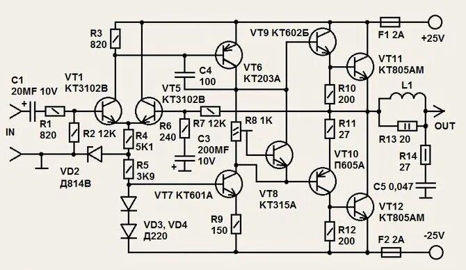Принципиальная схема усилителя низкой частоты НЧ усилитель мощности в 2022 г Электронная схема, Принципиальная схема, Усилител