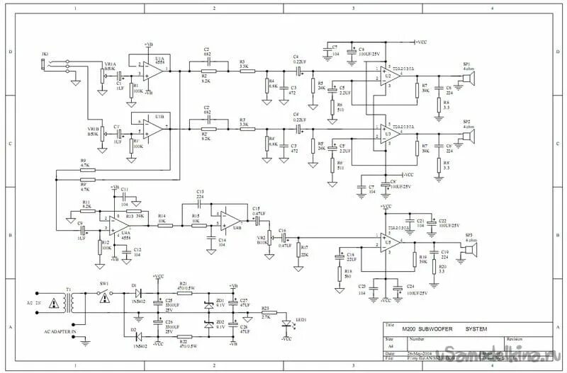 Принципиальная схема усилителя sven ms 970 Сабвуфер от компьютера в машину - это не сложно