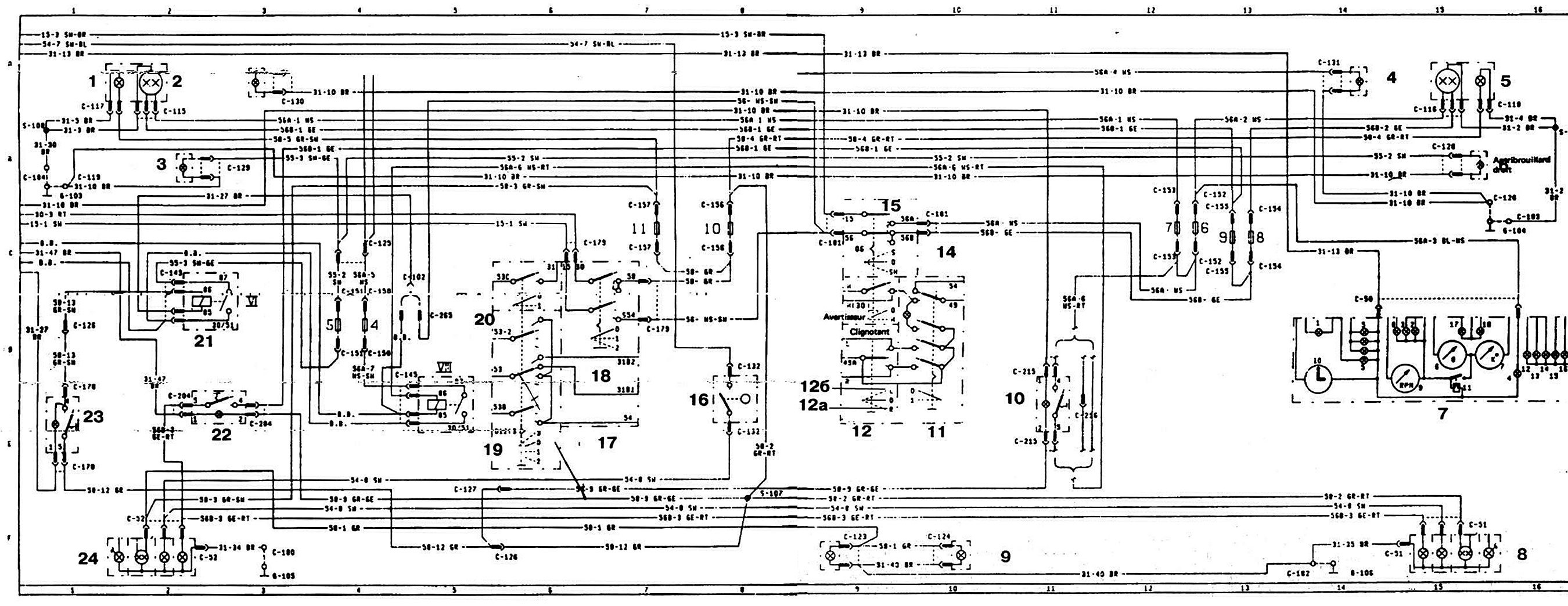 Принципиально электрические схемы автомобилей Форд Эскорт 3 1980-1985, бензин: Наружне освещение автомобилей "Escort" выпуска 