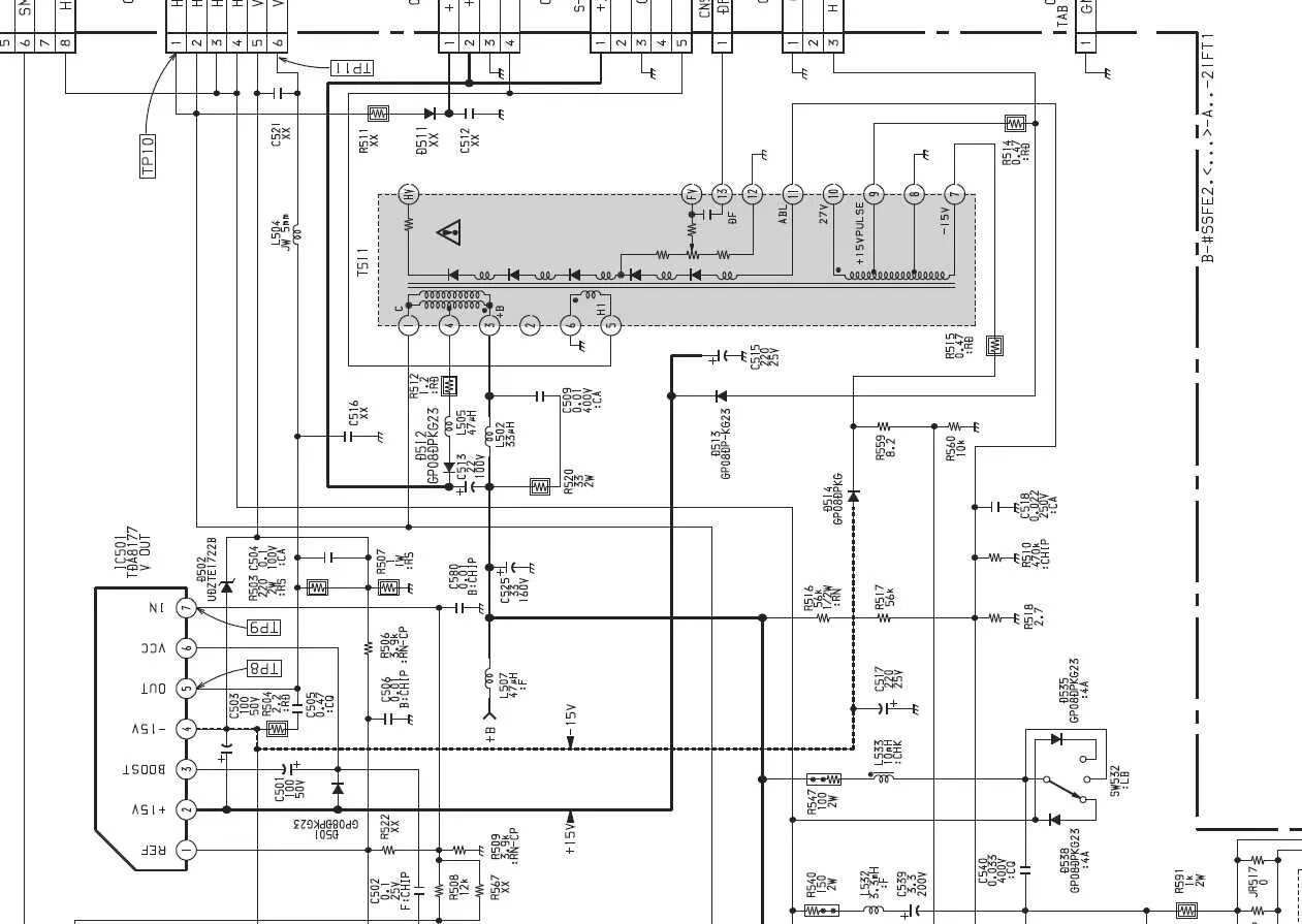 Принципиально электрические схемы sony SONY KV-21FT1K (шасси: FE-2) нет изображения мигает 4 раза TV Service