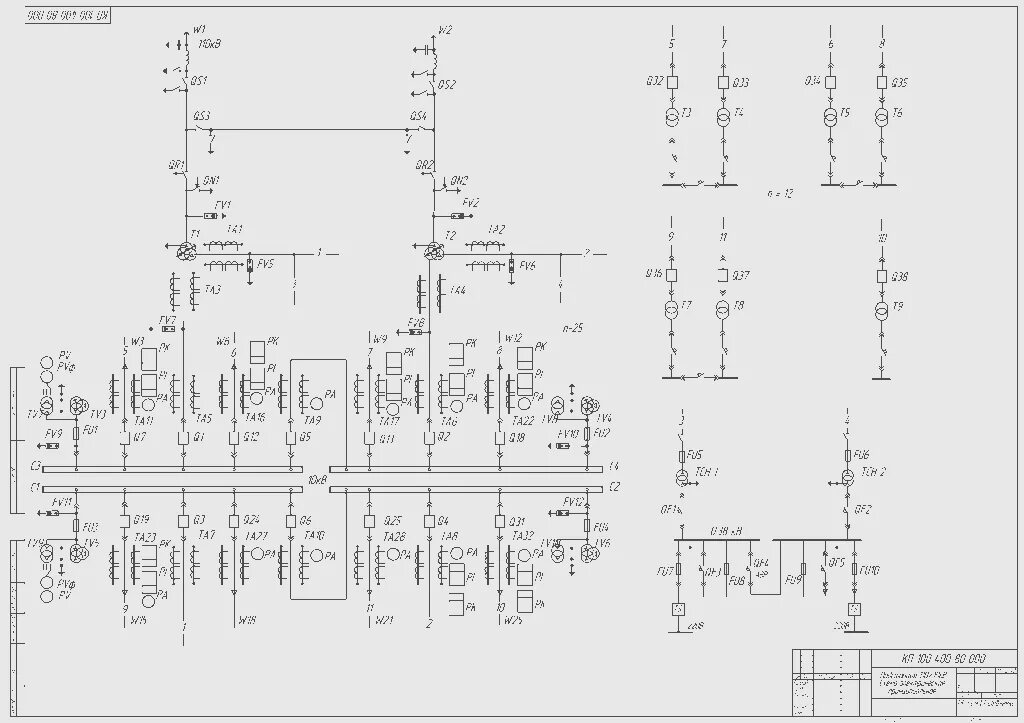 Принципиальные электрические схемы 35 кв Схема электрическая принципиальная ответвительной подстанции Справочник Народный