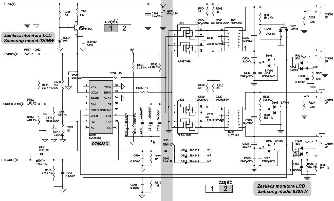 Принципиальные электрические схемы мониторов SAMSUNG BN81-00544A 920NW MONITOR POWER-INVERTER SCH Service Manual download, sc