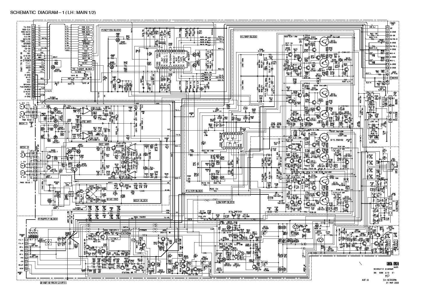 Принципиальные электрические схемы музыкальных центров AIWA XR-C303RW CX-NC303RW PARTS SCH Service Manual download, schematics, eeprom,