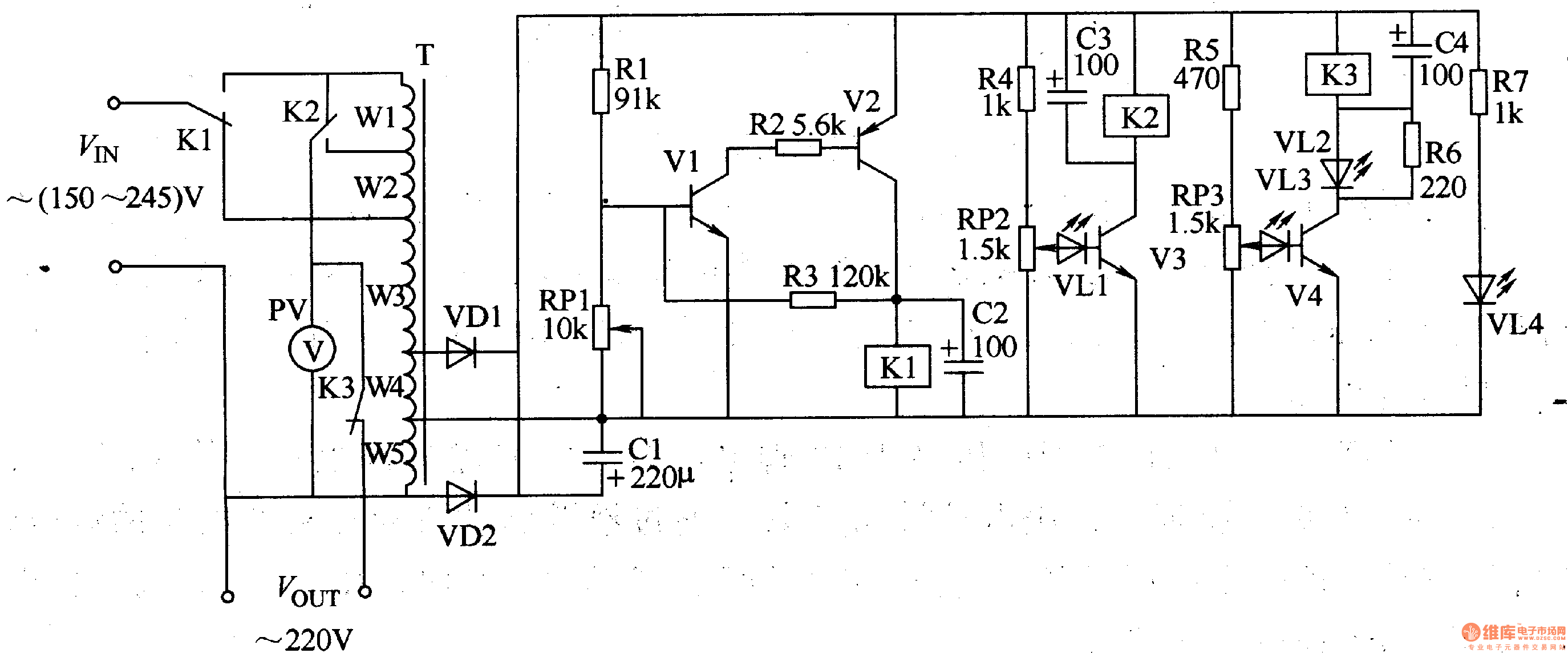 Принципиальные электрические схемы стабилизаторов напряжения AC Voltage Regulator Fourteen - Power-Supply_Circuits-AC_to_DC - Power_Supply_Ci