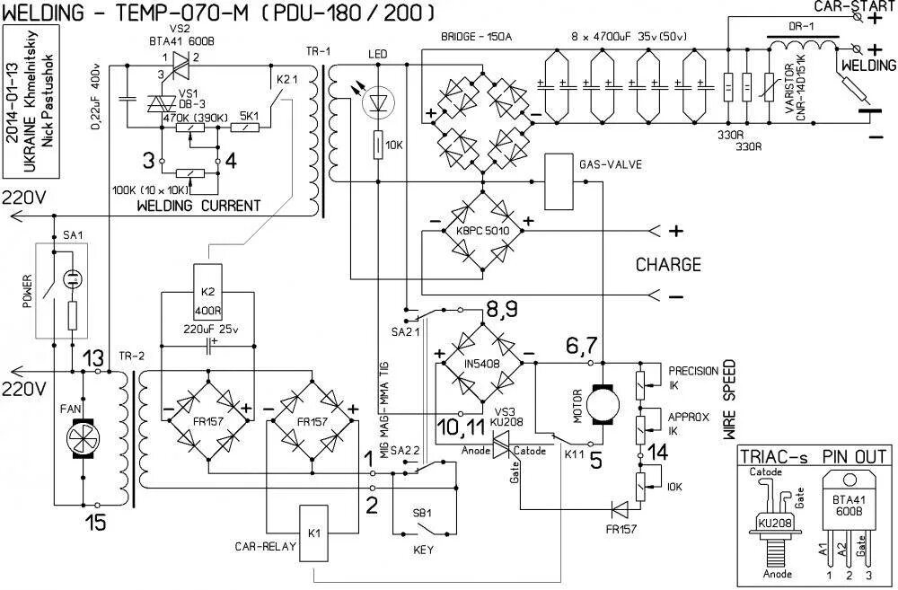 Принципиальные электрические схемы сварочных аппаратов Сварочный полуавтомат своими руками: описание, чертежи, схемы