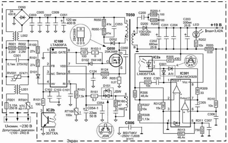 Принципиальные схемы электрические блоков питания телевизоров Ремонт источника питания PA-1650-66 (+19 В, 3.42 А) ноутбука ASUS