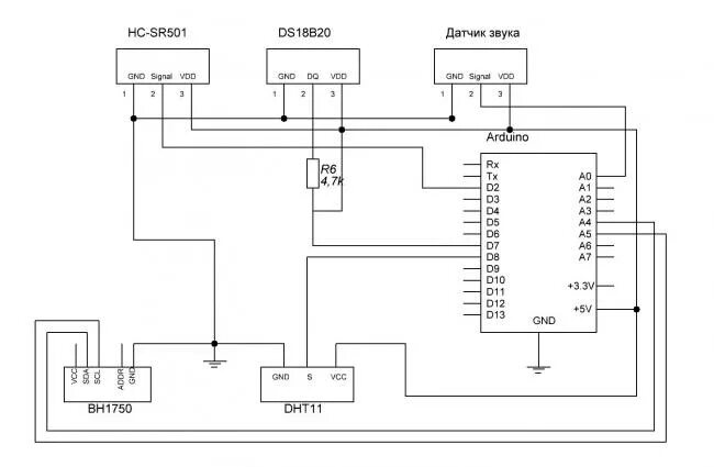 Принципиальные схемы подключения датчиков Ethernet-модуль датчиков на Arduino и web-интерфейс для множества таких модулей 