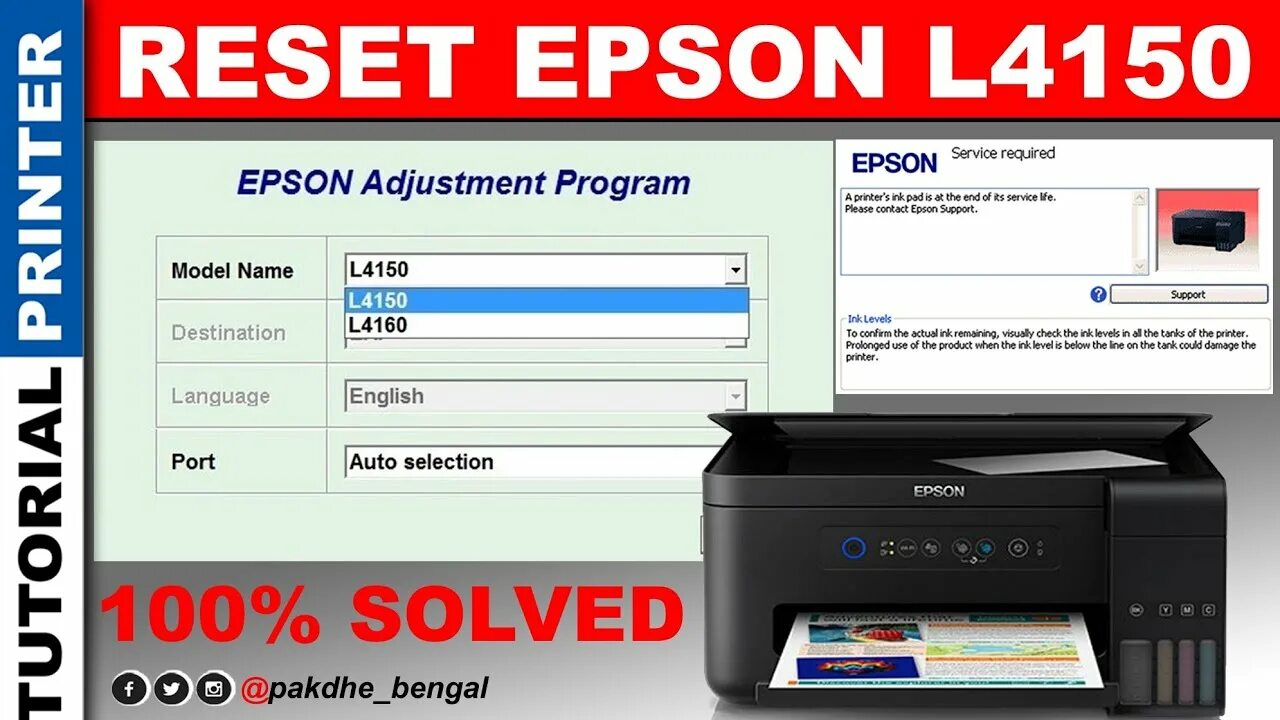 Принтер epson l4150 как подключить CARA RESET EPSON L4150 100% BERHASIL - YouTube