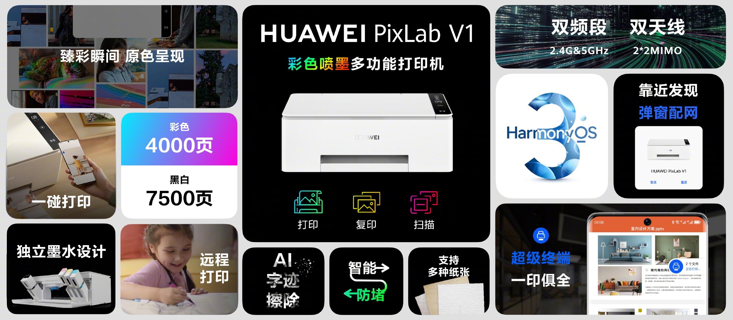 Принтер huawei pixlab x1 как подключить wifi 华 为 发 布 首 款 彩 色 打 印 机 PixLab V1.HarmonyOS 3 加 持-快 科 技-科 技 改 变 生 活