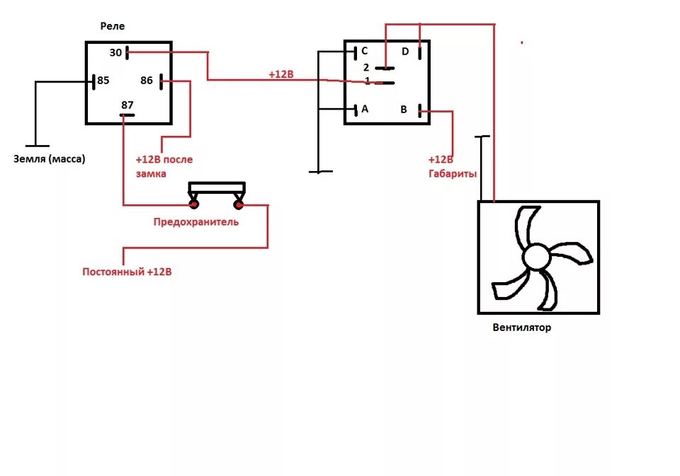 Принудительное подключение вентилятора через реле Установка двойного вентилятора - Lada Калина седан, 1,6 л, 2007 года электроника