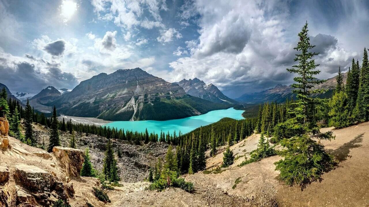 Природа большие фото Картина на холсте 60x110 LinxOne "Панорама Banff National Park" интерьерная для 