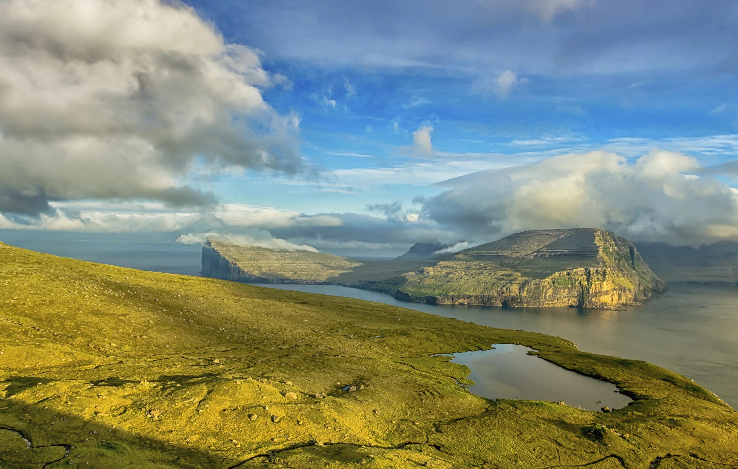 Природа дании фото Фотографии Дания Klaksvik Faroe Islands Природа Небо 4000x2540