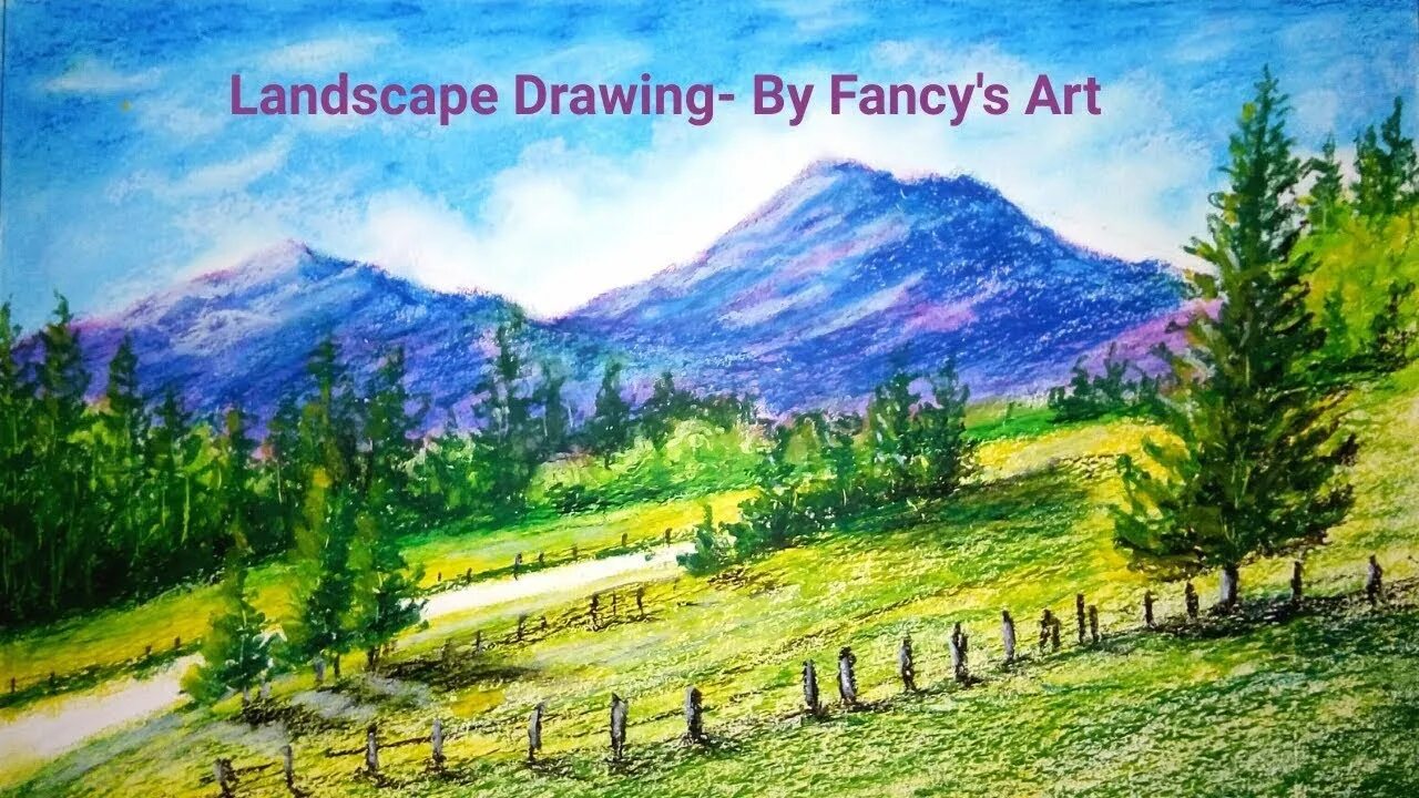 Природа фото рисовать Easy oil pastel drawings step by step / Happy New year drawing 2020 / Landscape 