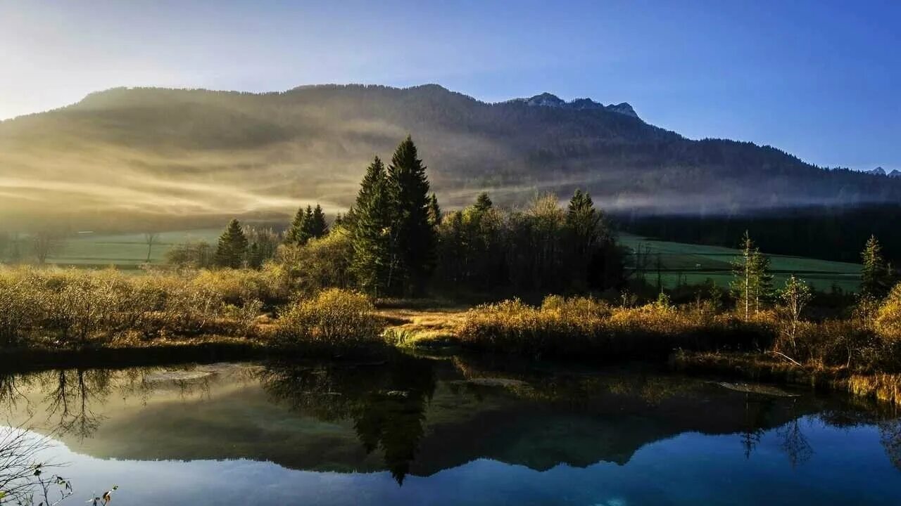 Природа горизонтальное фото Картина на холсте 60x110 Альянс Лес "Природа вода пейзаж" на подрамнике / интерь