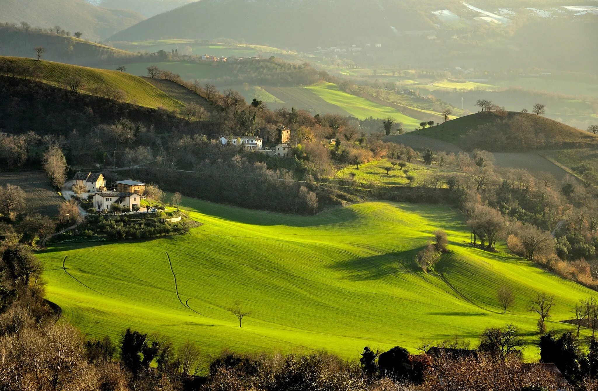 Природа италии фото Wallpaper : trees, landscape, hill, nature, green, valley, structure, plateau, g