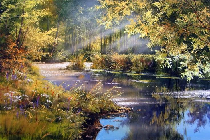 Природа маслом фото Российский Сервис Онлайн-Дневников Nature art painting, Landscape paintings, Oil