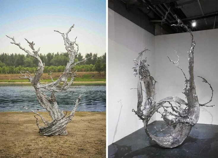 Природа предмета современный дизайн и традиции Monumental Splashes of Stainless Steel Calligraphy by Zheng Lu - Colossal Steel 