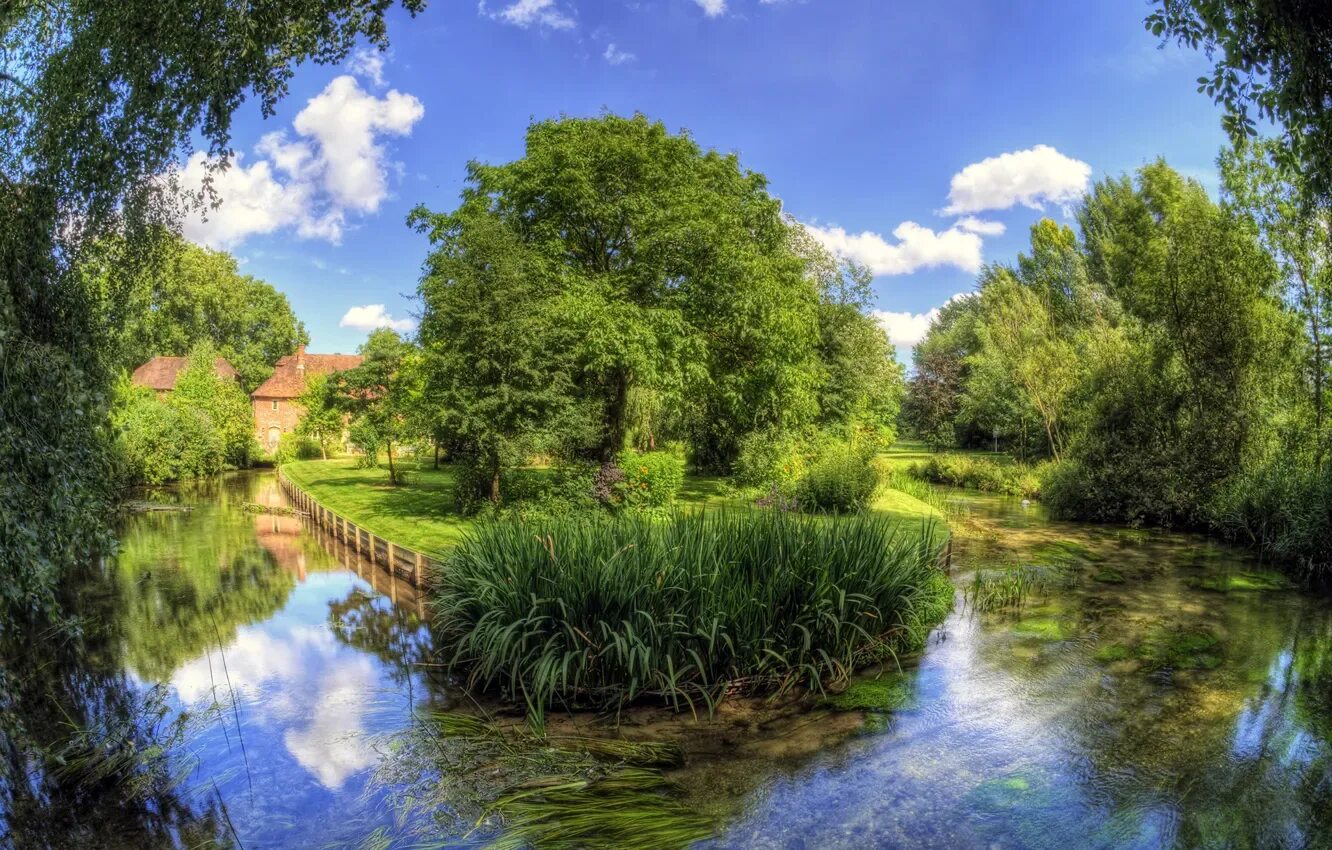 Природа речка фото Wallpaper the sky, water, trees, river, Germany for mobile and desktop, section 