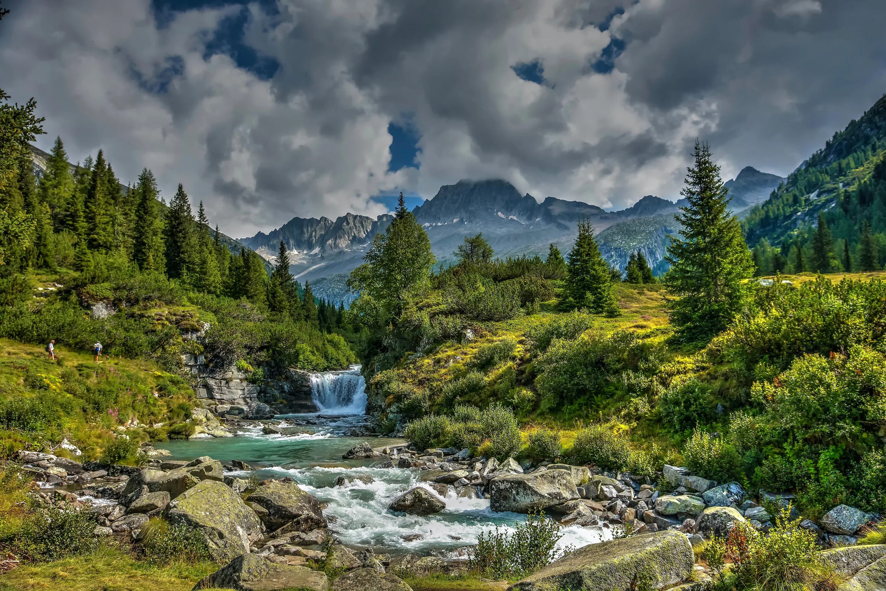 Природа река горы фото Download wallpaper trees, mountains, stream, waterfall, valley, Alps, Italy, riv