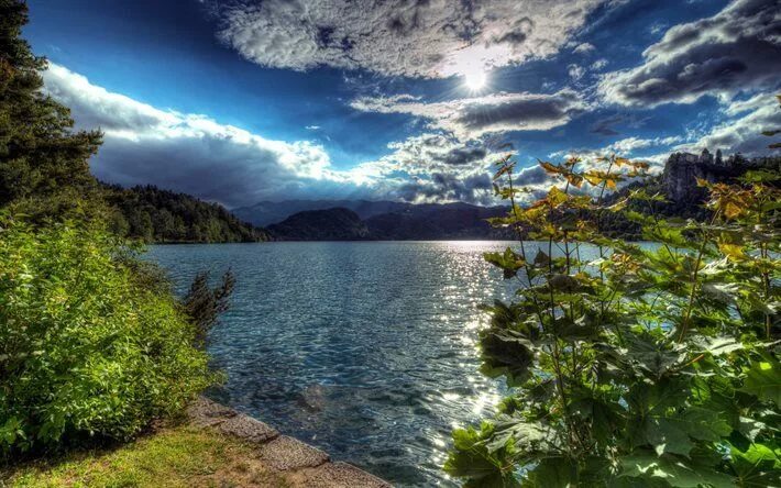 Природа ru фото Download wallpapers Slovenia, summer, forest, lake, mountains, HDR for desktop f