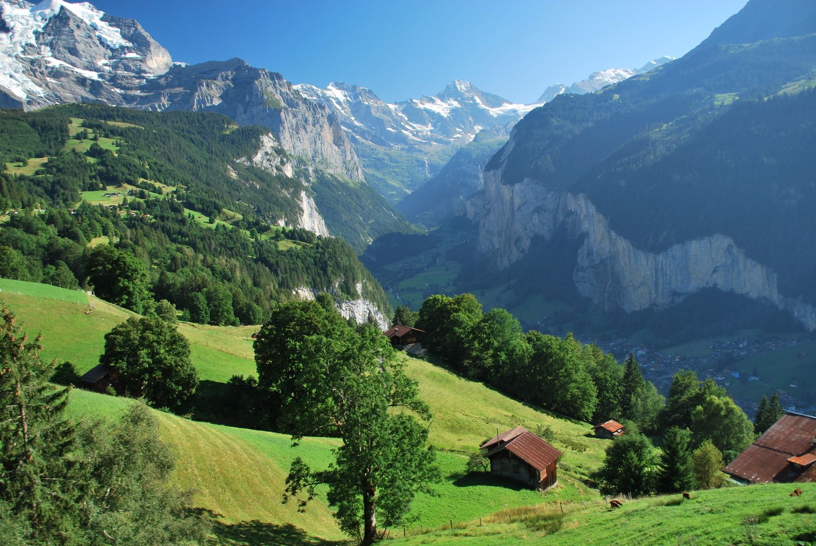 Природа швейцарии фото wengen, switzerland View down the valley 2 (Wengen, Switzerland) resize Beautifu