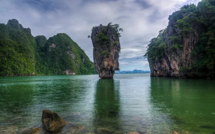 Природа тайланда фото James Bond Island, rock, sea, HDR, Khao, Phing Kan, Thailand James bond island, 