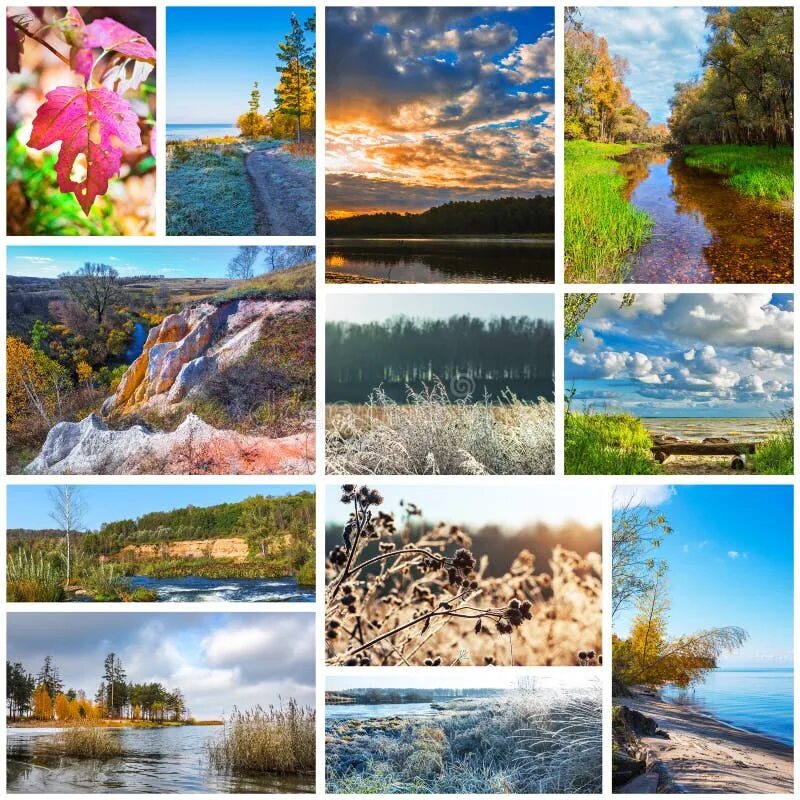 Природа тюмени фото коллажа Collage of Nature Photos of the Autumn Season Stock Image - Image of siberia, se