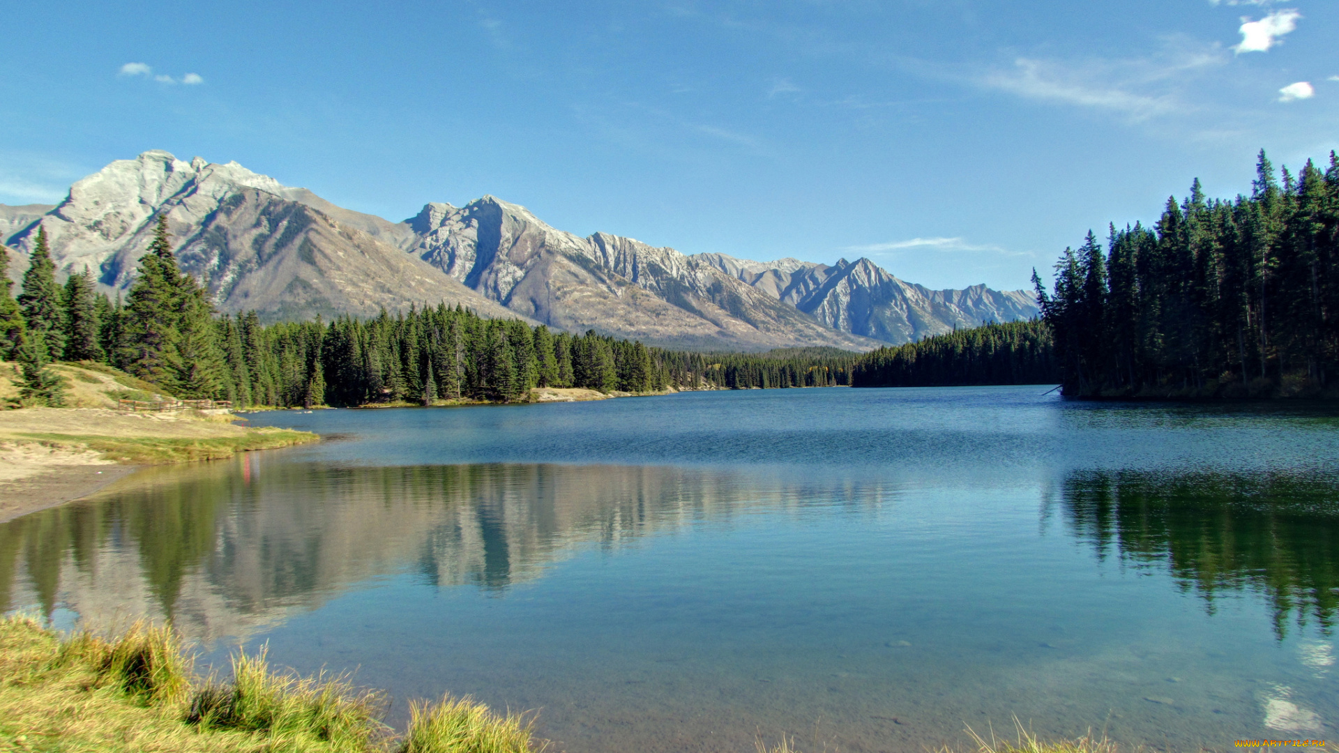 Природно натурально фото Скачать обои johnson, lake, banff, national, park, alberta, canada, природа, рек